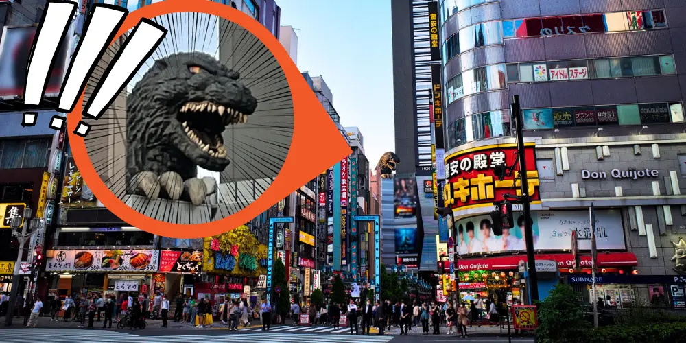 One of the iconic symbols of Shinjuku, the Godzilla Head