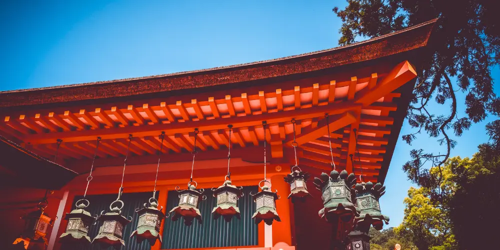 The lanterns lining the shrine grounds