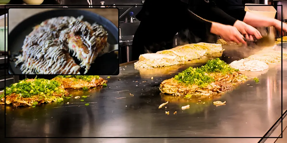 Okonomiyaki and Hiroshimayaki are prime examples of healthy Japanese cuisine.