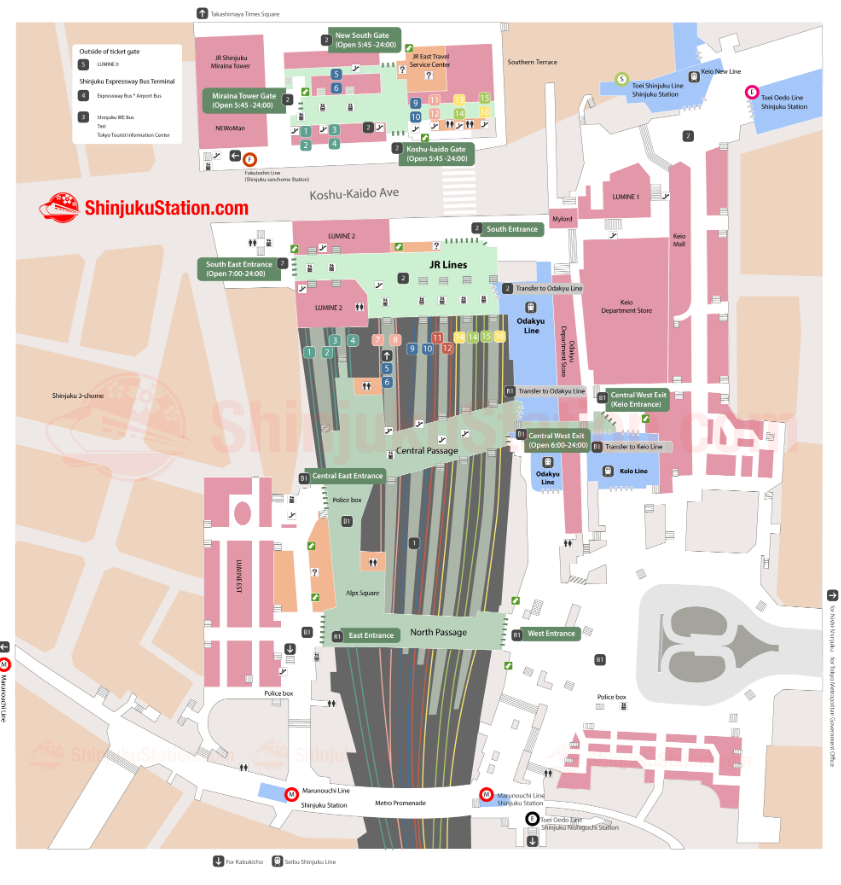 Shinjyuku Station Map (shinjyukustation.com)