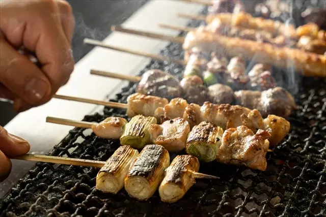 Vegetable skewers grilled alongside yakitori are also delicious.