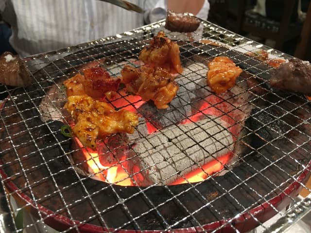 Yakiniku is delicious when grilled over charcoal.