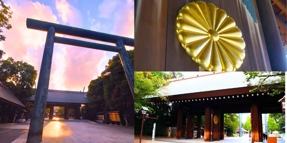 The Second Torii Gate and Shinmon (sacred gate), the shrine crest 